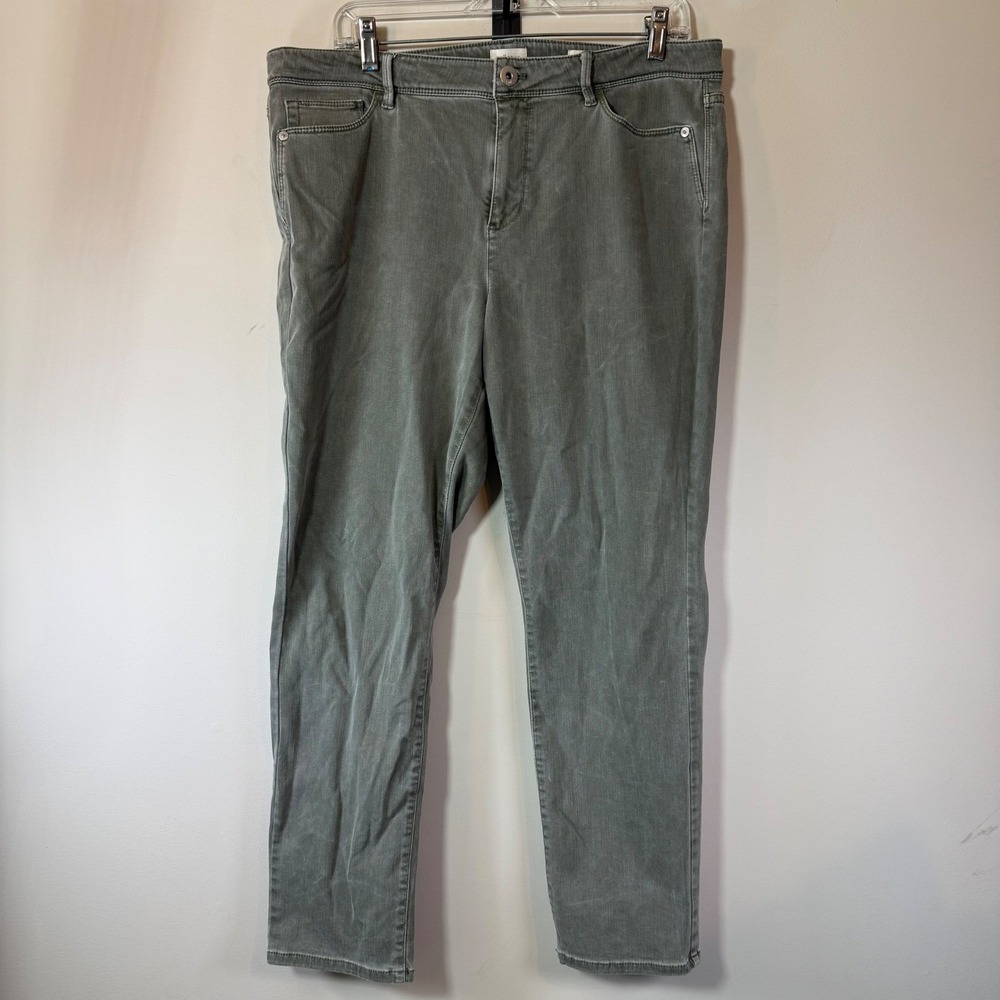 J. Jill Slim Ankle Pants Womens 14 Olive Green Authentic Fit Classic